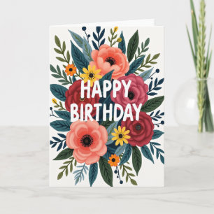 Verjaardagskaart met botanisch gebladerte kaart