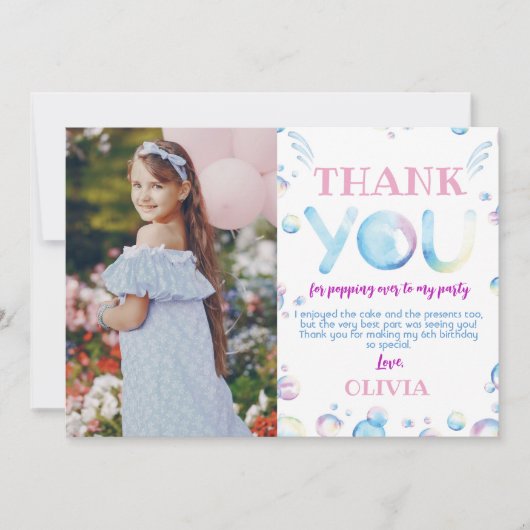 Verjaardagskaart met bubbelfoto Bedankkaart Zomerf (Voorkant)