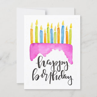 Verjaardagskaart met cake en kaarsen briefkaart