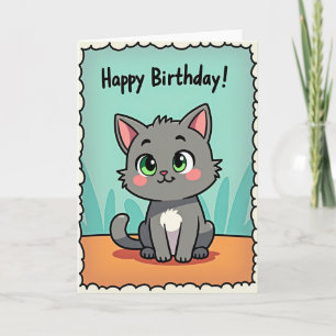 Verjaardagskaart met Cartoon Kat Kaart