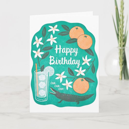Verjaardagskaart met Cha Cha Letterpress Kaart (Voorkant)