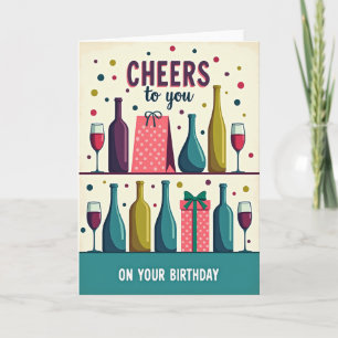 Verjaardagskaart met Cheers-flessen Kaart