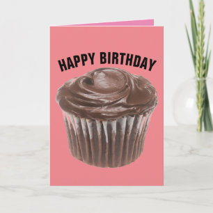 VERJAARDAGSKAART MET CHOCOLADE CUPCAKE KAART