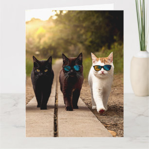 VERJAARDAGSKAART MET COOLE KAT KAART