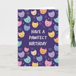 Verjaardagskaart met Cute Cat voor Meisjes Kaart