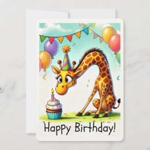 Verjaardagskaart met cute giraffe feestdagenkaart