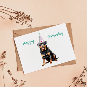 Verjaardagskaart met cute Rottweiler-hond Kaart