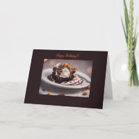 Verjaardagskaart met decadente chocolade fudge bro