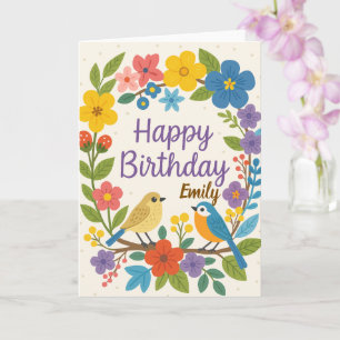Verjaardagskaart met delicate bloemen en wilde blo kaart