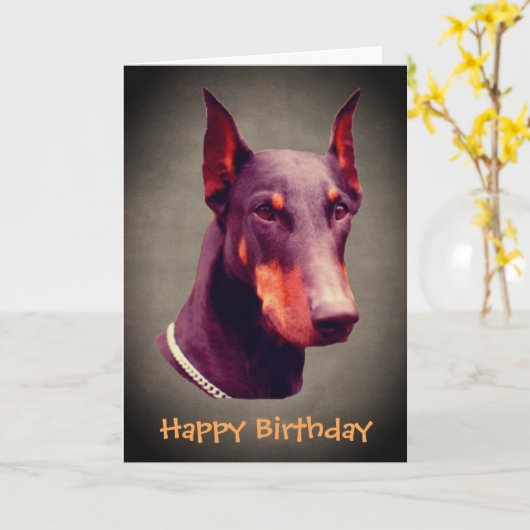 Verjaardagskaart met Dobermann Pinscher-honden gez Kaart (Gele Bloem)
