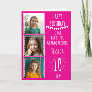 Verjaardagskaart met drie foto's collage meisjes 1 kaart