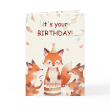 Verjaardagskaart met een Cute Fox voor Kinderen