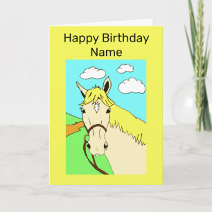 Verjaardagskaart met een leuk palomino pony kaart
