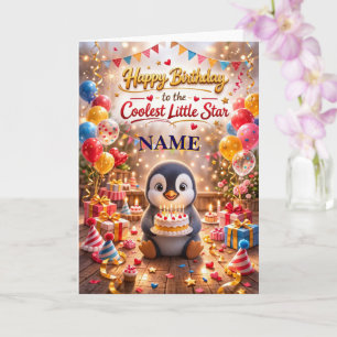 Verjaardagskaart met een schattige pinguïn voor ki kaart
