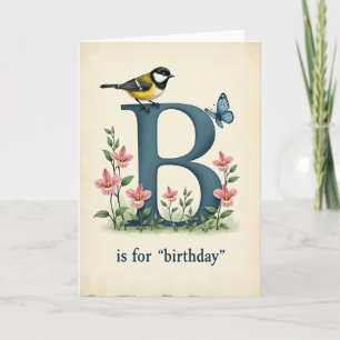 Verjaardagskaart met eerste letter in teal kleur e kaart