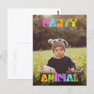 Verjaardagskaart met feestdier en aangepaste foto  briefkaart