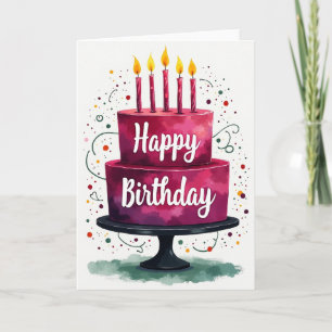 Verjaardagskaart met feestelijke cake kaart