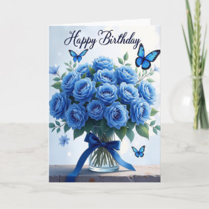 Verjaardagskaart met fluweelblauwe roos kaart
