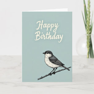 Verjaardagskaart met gegraveerde vogel kaart