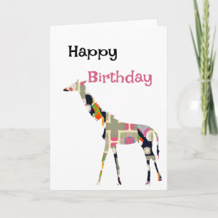 Verjaardagskaart met gevouwen giraffe kaart