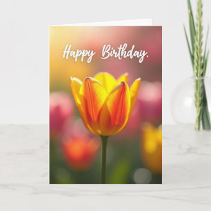 Verjaardagskaart met gloeiende bloeiende bloem kaart