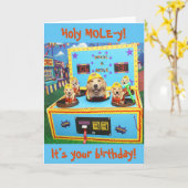 Verjaardagskaart met Golden Retriever Whac A Mole Kaart (Gele Bloem)