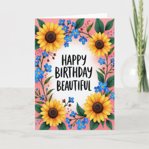 Verjaardagskaart Met Gouden Bloemen Kaart