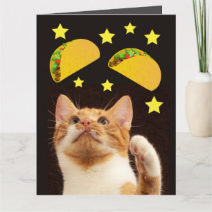 VERJAARDAGSKAART met grappige tekst SPACE TACO CAT Kaart