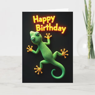 Verjaardagskaart met grillige gekko kaart