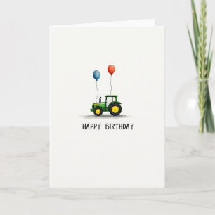 Verjaardagskaart met groene tractor kaart