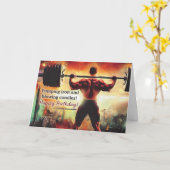 Verjaardagskaart met het thema gewichtheffen kaart (Gele Bloem)