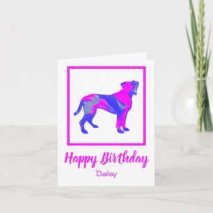 Verjaardagskaart met Hete Roze Boxer Hond Grappig Kaart