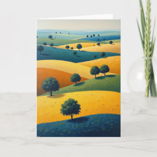 Verjaardagskaart met heuvels in het landschap kaart