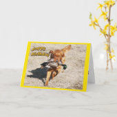 Verjaardagskaart met hond kaart (Gele Bloem)