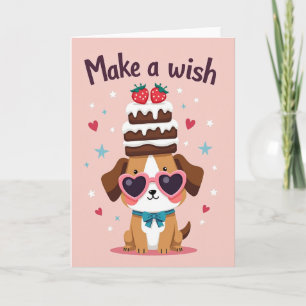Verjaardagskaart met honden taart kaart