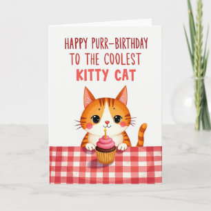 Verjaardagskaart met kat cupcake kaart