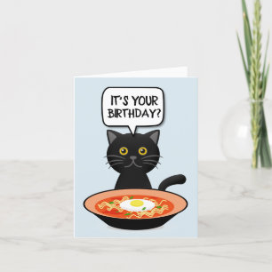 VERJAARDAGSKAART MET KAT MET RAMEN NOEDLES BEDANKKAART