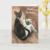 Verjaardagskaart met katten schilderij en citaat v kaart (Gele Bloem)