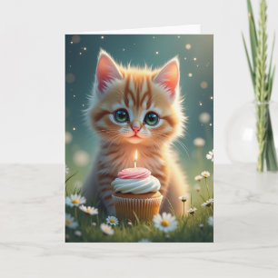 Verjaardagskaart met Kitten Cupcake Kaart
