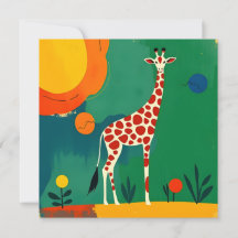 Verjaardagskaart met kleurrijk Giraffe ontwerp