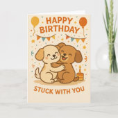 Verjaardagskaart met knuffel van een moppige puppy kaart (Voorkant)