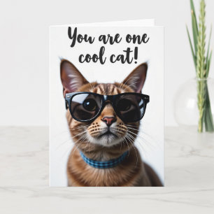 Verjaardagskaart met koele kat en zonnebril kaart