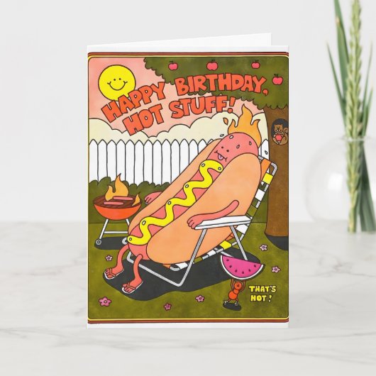 Verjaardagskaart met letterpers 'Hot Stuff' Kaart (Voorkant)
