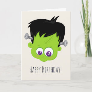 Verjaardagskaart met leuk groen Frankenstein monst Kaart