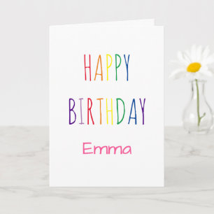 Verjaardagskaart met leuke regenbooglettering kaart