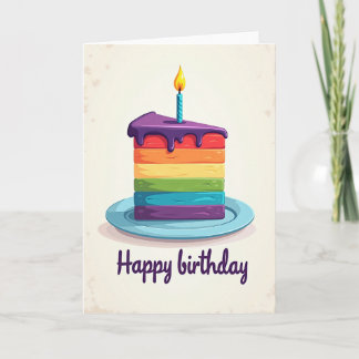 Verjaardagskaart met levendige cake punt kaart