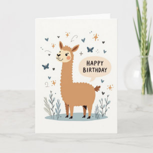 Verjaardagskaart met Llama Kunst Kaart