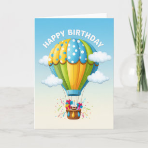 Verjaardagskaart met luchtballon in fantasievolle kaart