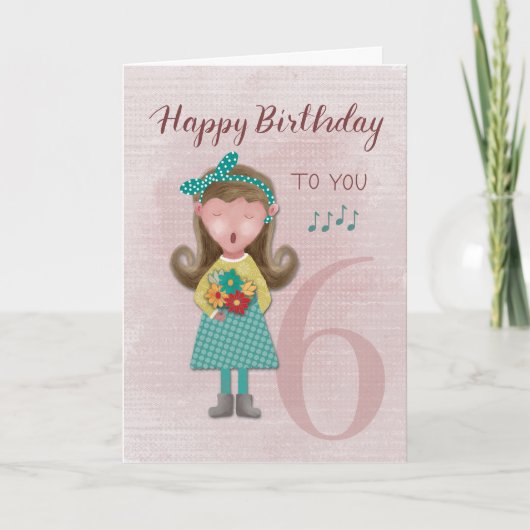 Verjaardagskaart met meisje dat 'Verjaardag' zingt Kaart (Voorkant)