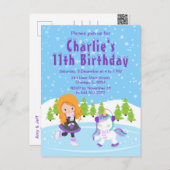 Verjaardagskaart met meisje met rood haar dat scha briefkaart (Voorkant / Achterkant)